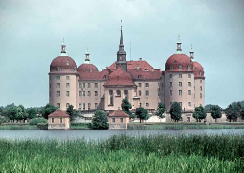 Moritzburg Castle on Schlossallee in Moritzburg, Saxony in the territory of the former GDR, German Democratic Republic