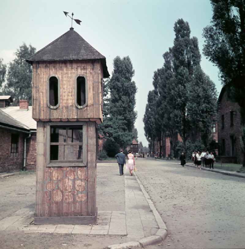 Facades of the remaining buildings of the concentration camp visitors and tourists warn against forgetting in Oswiecim - Auschwitz in Poland