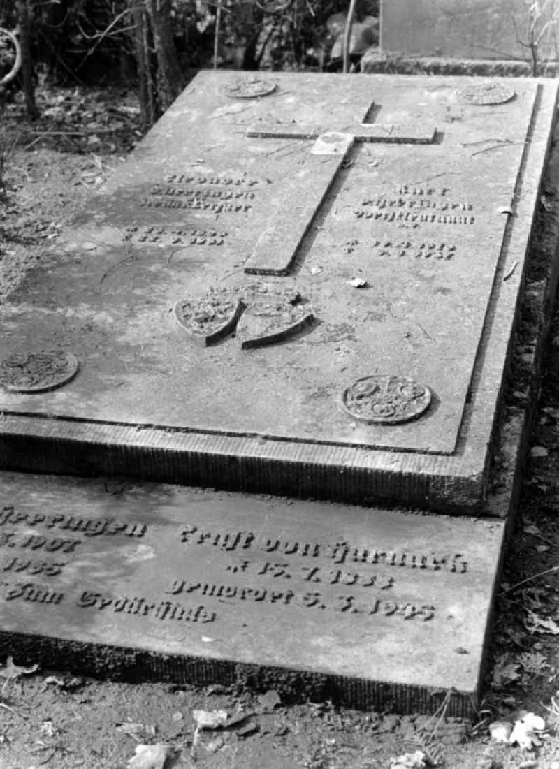 Memorial stone at Ernst von Harnack at the grave stone of the family of Heeringen on the Bornstedter Cemetery in Potsdam in East Germany