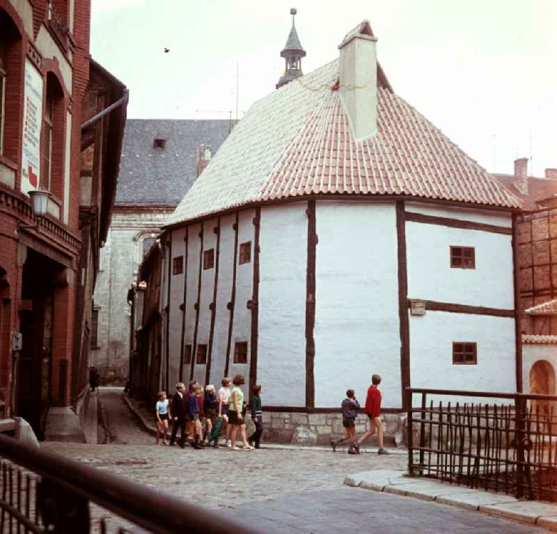 Half-timbered museum in post and beam construction on Wordgasse street in Quedlinburg, Saxony-Anhalt in the area of the former GDR, German Democratic Republic