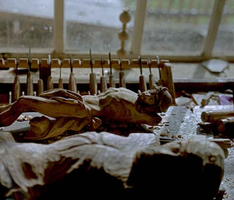 Scene shot from the film and television production 'Portrait of a Center Point' on the main street in Ralbitz-Rosenthal, Saxony in the territory of the former GDR, German Democratic Republic