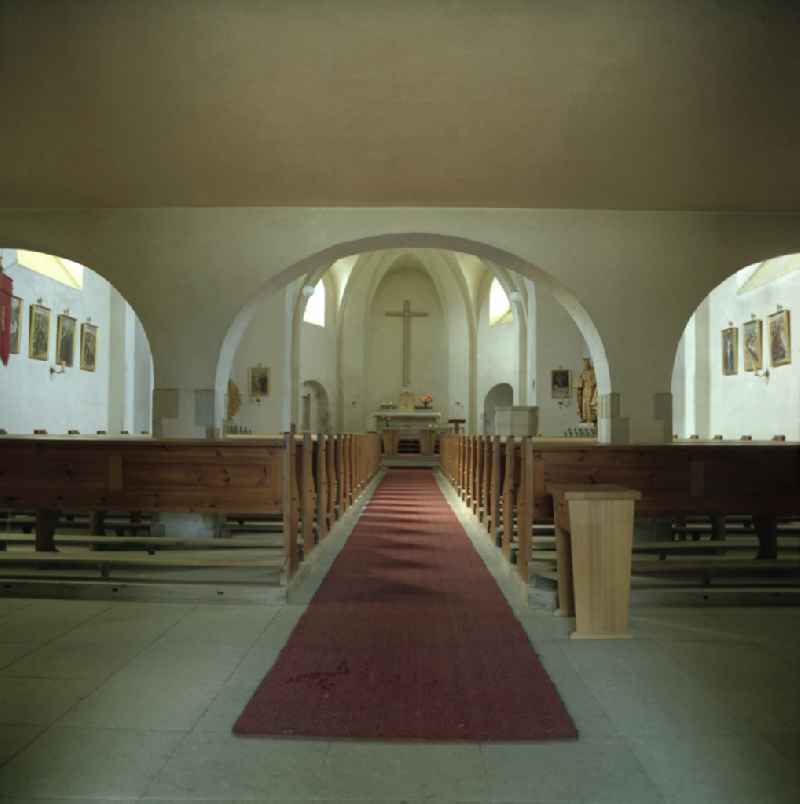 Interior of the sacred building of the church in Ralbitz-Rosenthal, Saxony on the territory of the former GDR, German Democratic Republic