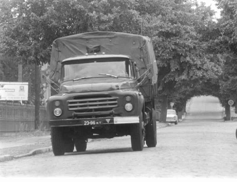 Truck - truck as a military vehicle vom Typ KamAZ und ZIL der GSSD in Wuensdorf in the state Brandenburg on the territory of the former GDR, German Democratic Republic