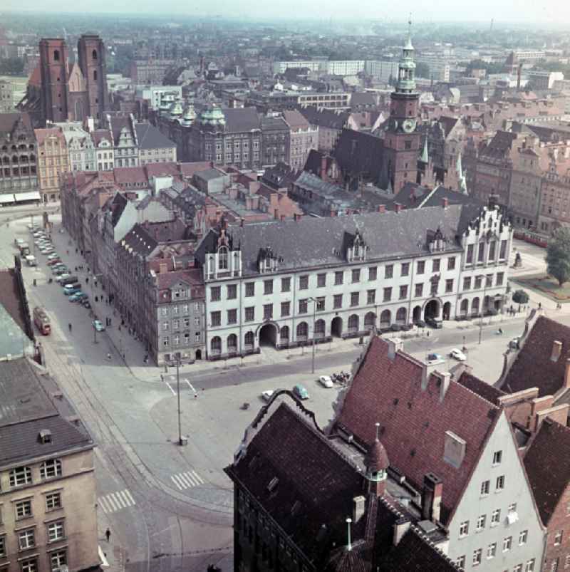 View from the Elisabeth Tower of the market square in Wroclaw - Breslau in Poland