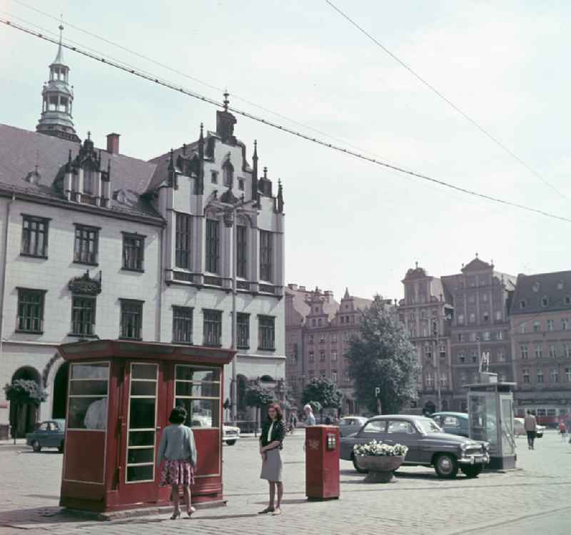 Market square in front of the town hall in Wroclaw - Breslau in Poland